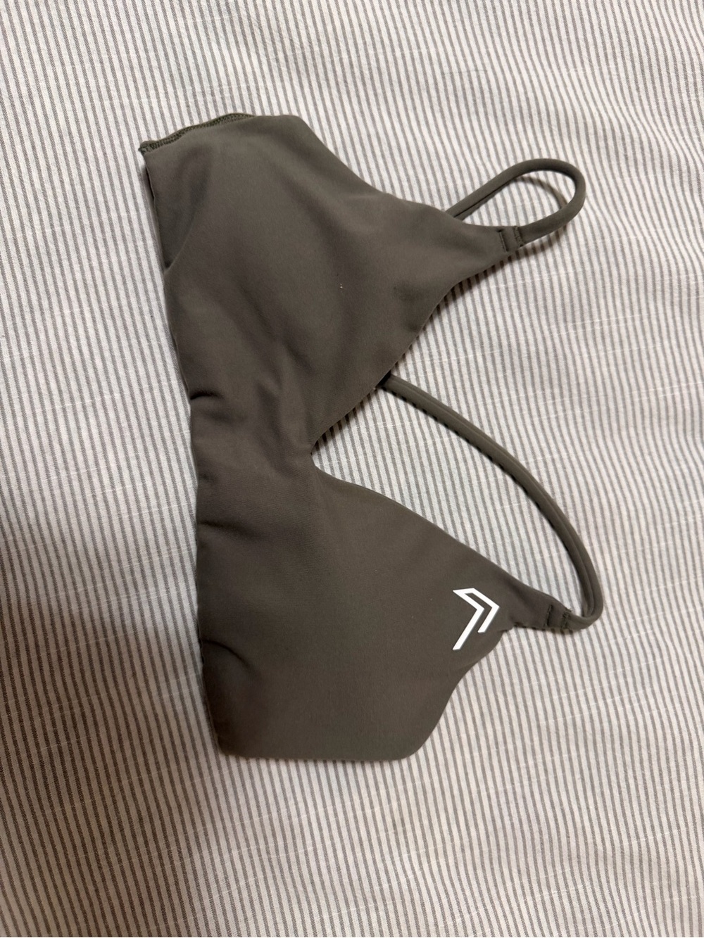 Women's Olive Green Swim Top with Minimal Logo
